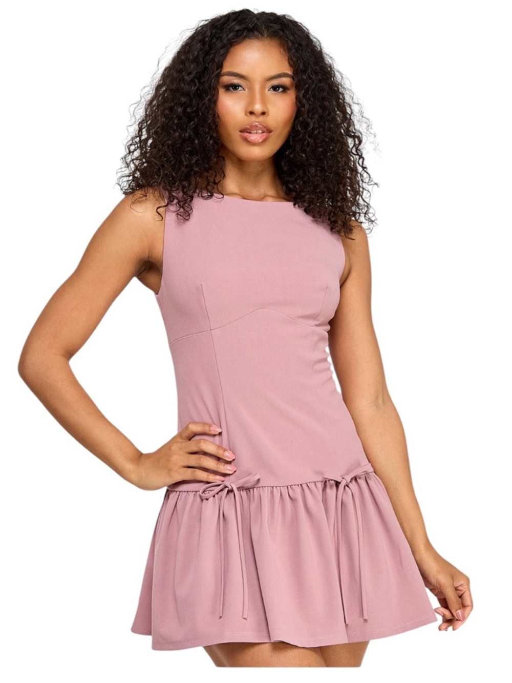 Seni & Cade Sleeveless Drop Waist Fit & Flare Mini Dress Mauve Pink NWT JR M